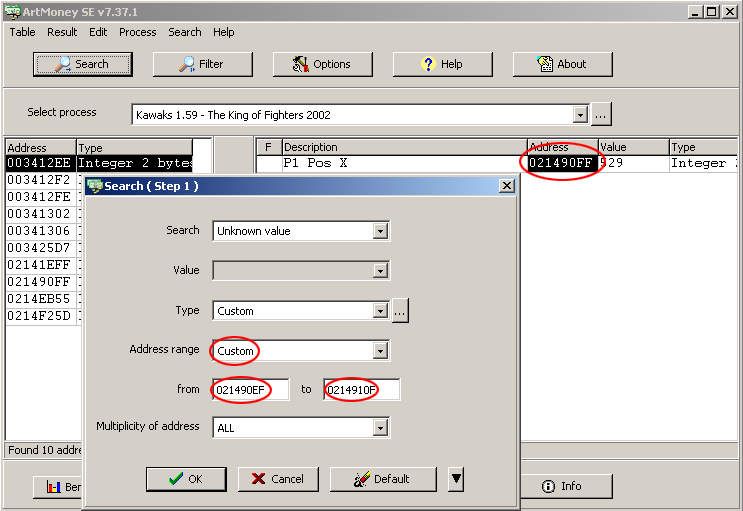 A custom-range unknown search